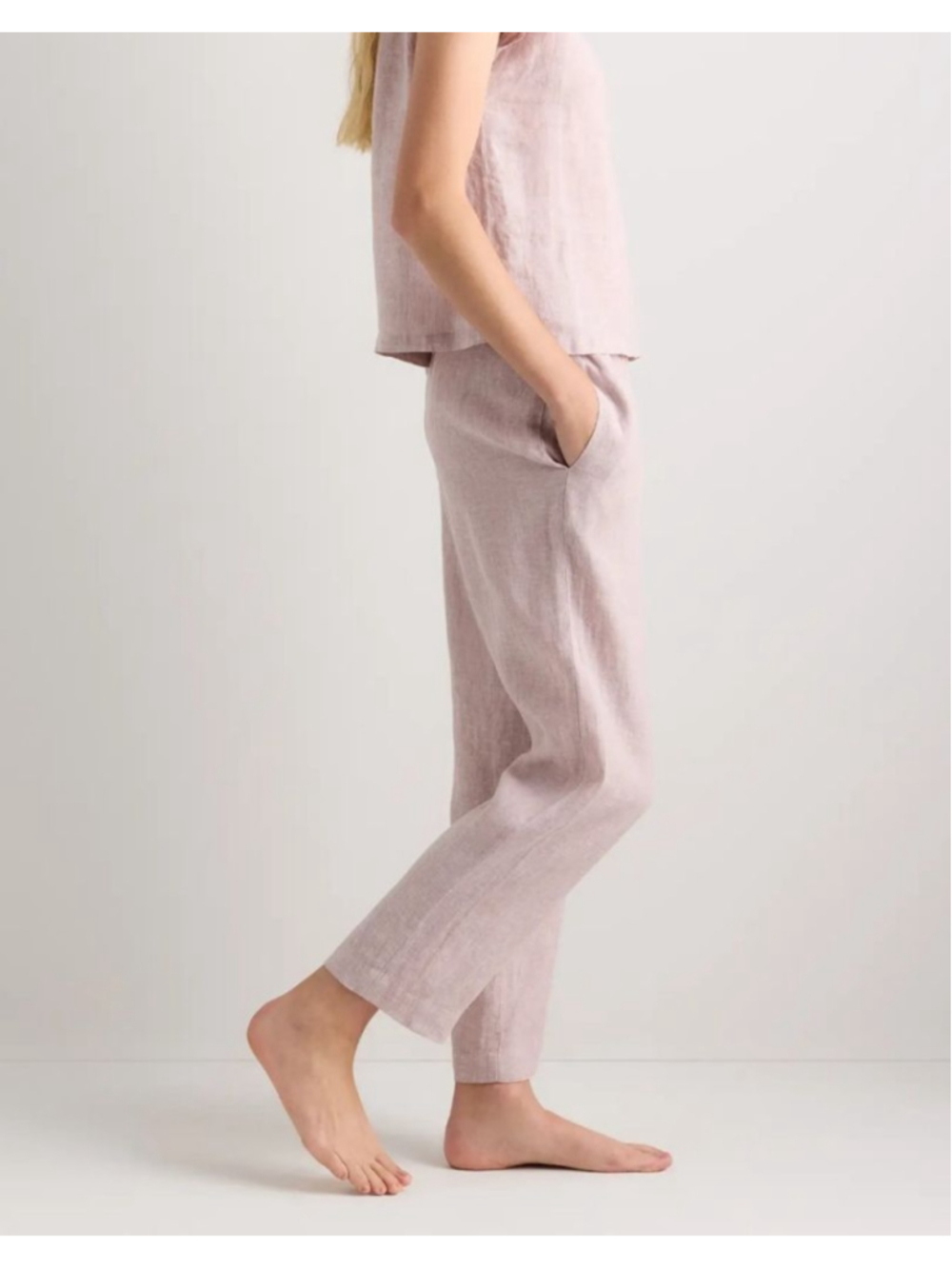 Quince 100% Egyptian Linen Pale Pink Pajama Lounge Casual Pants NWT Sz XS - Picture 2 of 7